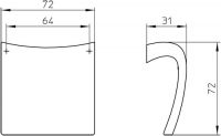 12966 - Kovová úchytka - Délka: 72 mm, Rozteč: