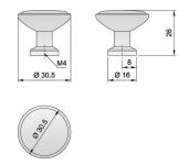 91027 - Knopka 30,5mm, porcelánová / cibulák