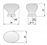 91056 - Knopka porcelánová 25x34/kytka