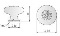 91064 - Knopka rustikální staromosaz s porcelánem