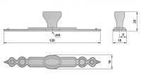 91099 - Knopka ovál se štítem 126mm,rustikální, st