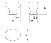 91452 - Knopka porcelán bílý 25x34/kytka